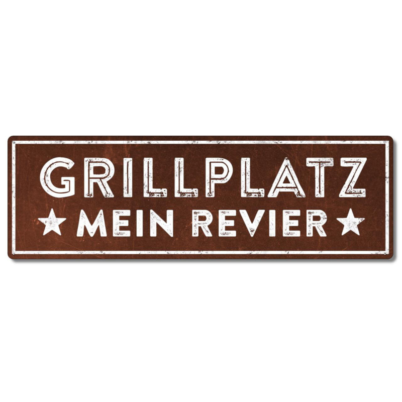 Interluxe Metallschild - Grillplatz mein Revier - Schild in extra schwerer Qualität, wetterfest und Made in Germany als Deko für den Grill