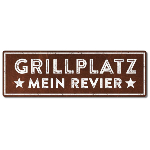 Interluxe Metallschild - Grillplatz mein Revier - Schild in extra schwerer Qualität, wetterfest und Made in Germany als Deko für den Grill