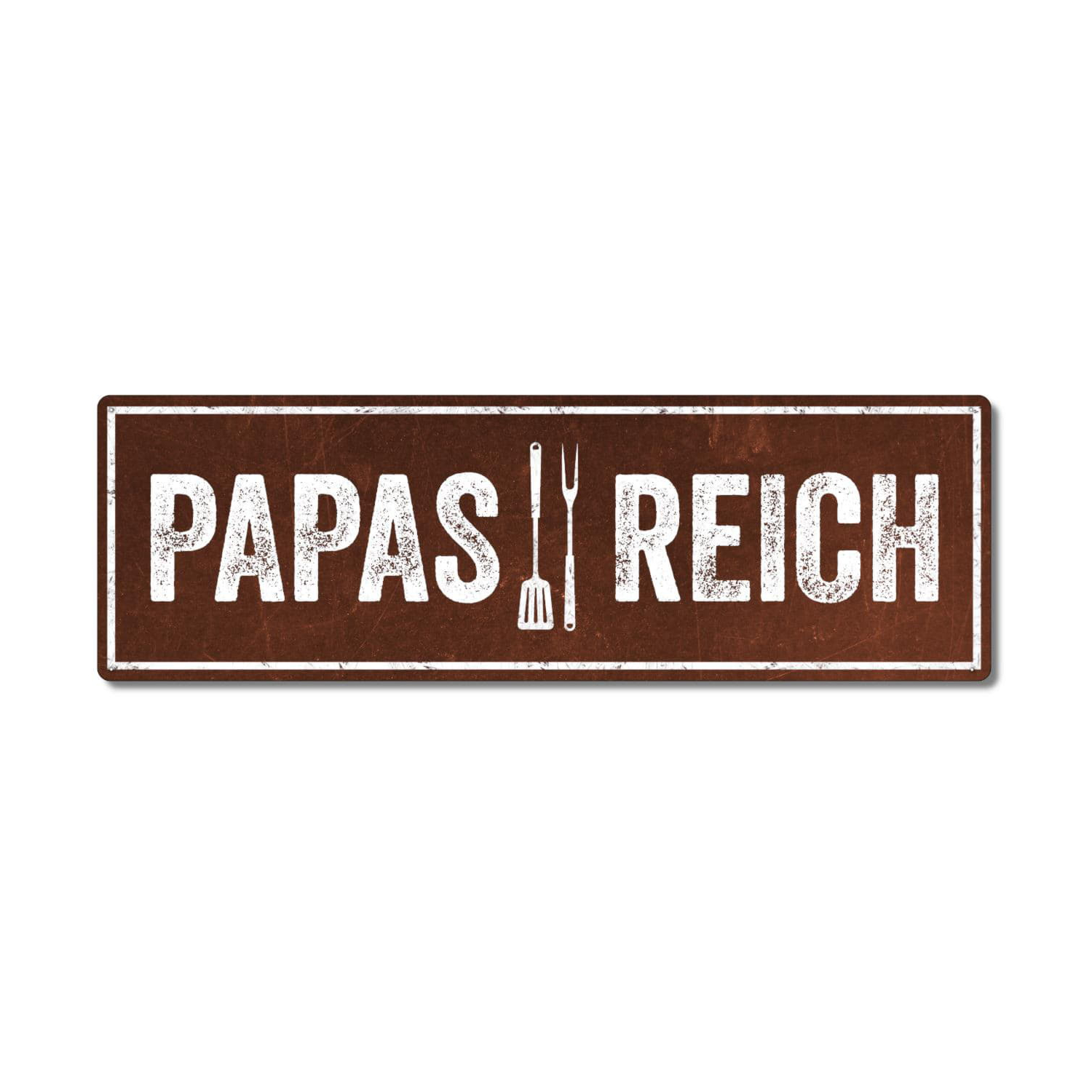 Metallschild Blechschild Papas Reich 13x30 cm