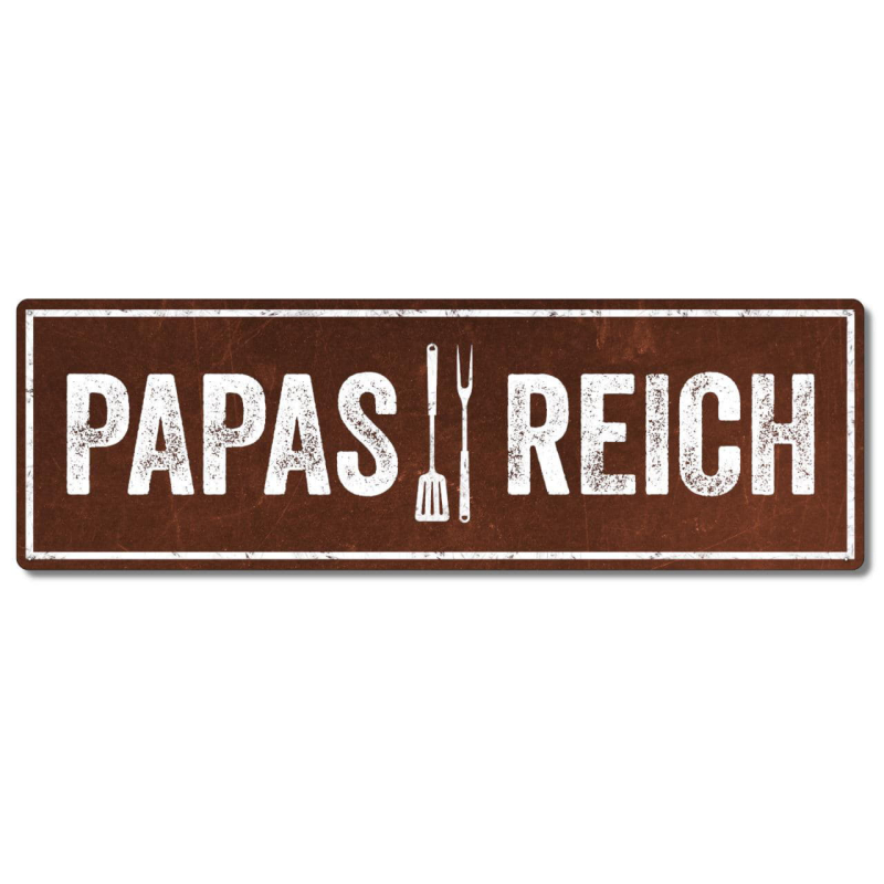 Interluxe Metallschild - Papas Reich - Schild in extra schwerer Qualität, wetterfest und Made in Germany als Deko für den Grill