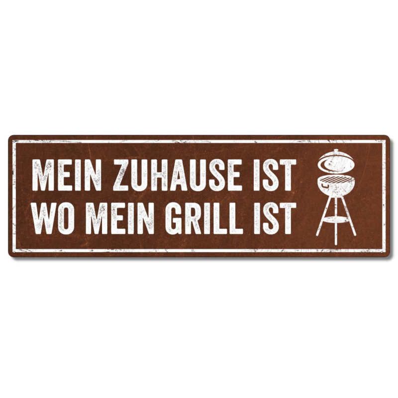 Interluxe Metallschild - Mein Zuhause ist wo mein Grill ist - Schild für den Grill als Geschenk oder Deko für die Grillparty, wetterfest & Made in Germany