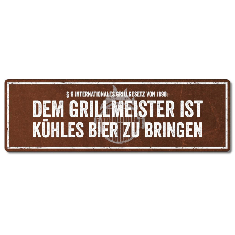 Interluxe Metallschild - Dem Grillmeister ist kühles Bier - Schild für den Grill als Geschenk oder Deko für die Grillecke, wetterfest & Made in Germany