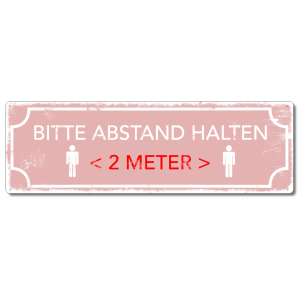 Interluxe Metallschild - Bitte Abstand halten (Rosé) - wetterfestes Schild als Hinweisschild zu Abstandsregeln für Geschäft, Laden, Shop, Restaurant,