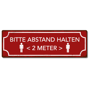 Interluxe Metallschild - Bitte Abstand halten (Rot) - wetterfestes Schild im Retro-Stil Hinweisschild zu Abstandsregelungen in Deutschland, Österreich, Schweiz