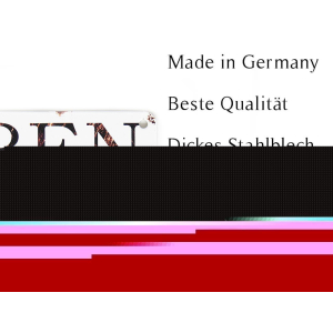 Interluxe Metallschild - Bitte Abstand halten (Rot) - wetterfestes Schild im Retro-Stil Hinweisschild zu Abstandsregelungen in Deutschland, Österreich, Schweiz