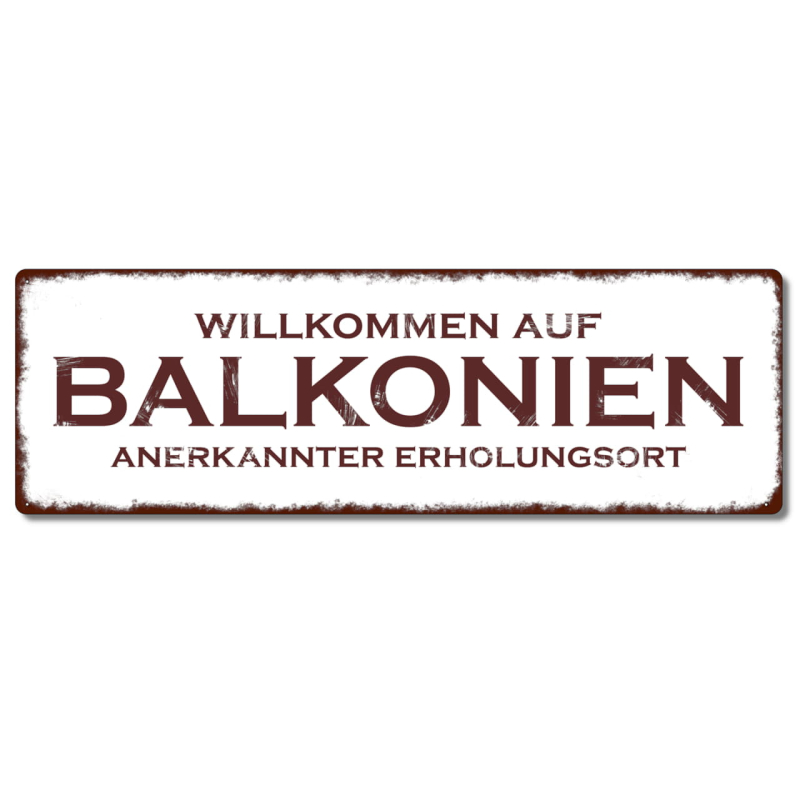 Interluxe Metallschild - Willkommen auf Balkonien - wetterfestes Blechschild für den Balkon