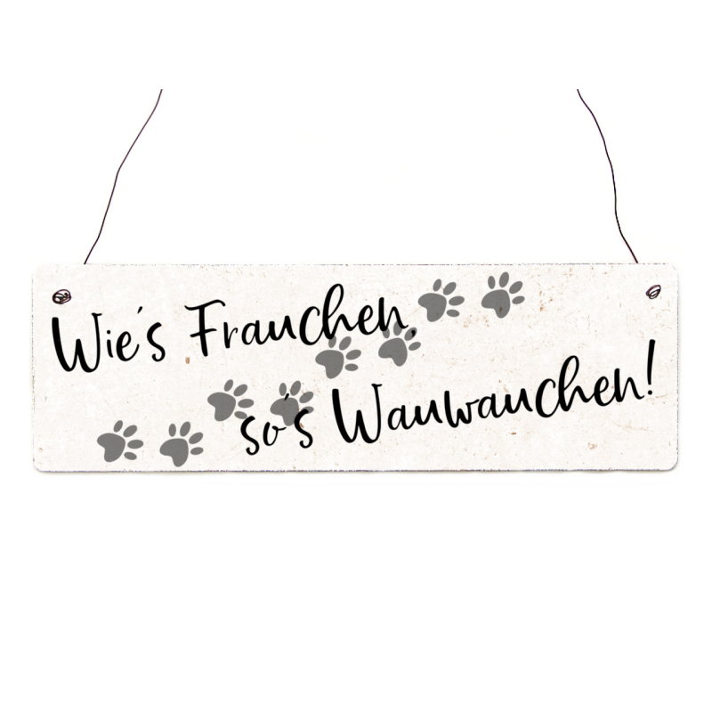 Interluxe Holzschild -  Wie´s Frauchen, so´s Wauwauchen - Hunde-Schild als witziges Geschenk oder Hundedeko