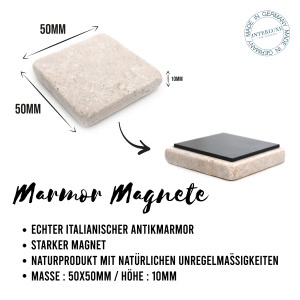 Interluxe Marmor Magnet - Immer wenn ich auf mein Bauchgefühl - Größe: 50x50mm Magnete mit Sprüchen für den Kühlschrank