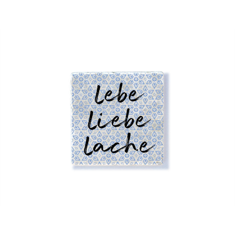 Interluxe Marmor Magnet - Lebe Liebe Lache - Größe: 50x50mm Steinmagnet als Geschenk Landhausstil