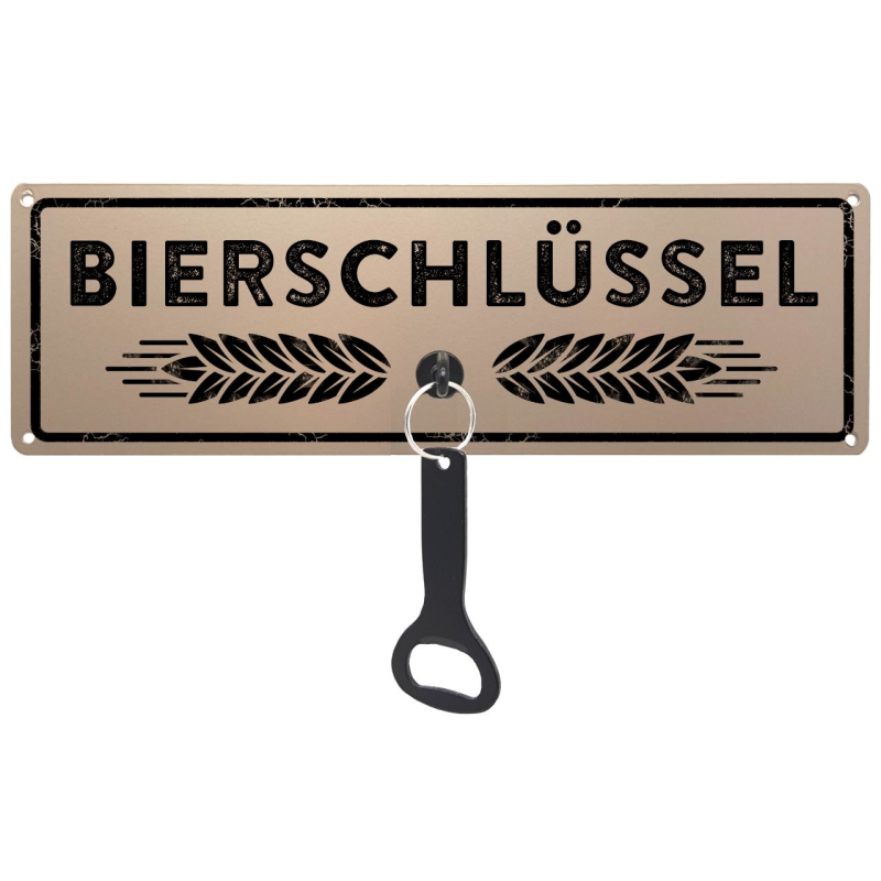 Schilderkönig Metallschild mit Flaschenöffner - Bierschlüssel - lustiges Partyschild mit Kapselheber