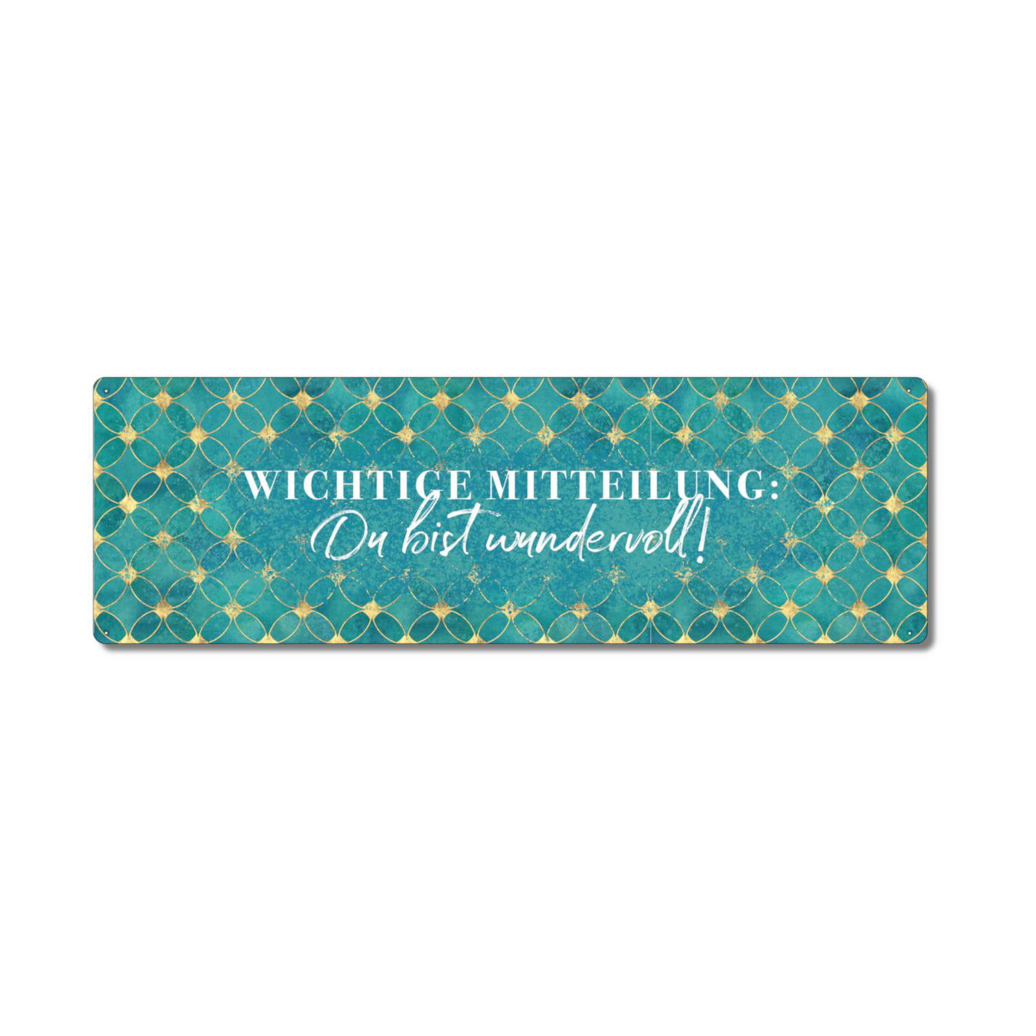 Interluxe Metallschild - Wichtige Mitteilung Du bist wundervoll - schönes Schild als Geschenk für Familie, Freunde oder Kollegen