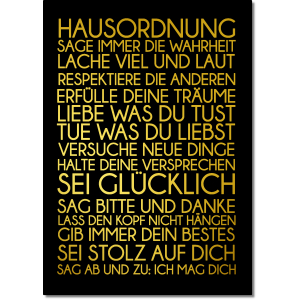 Interluxe Poster - Hausordnung - Metallicdruck Goldposter...