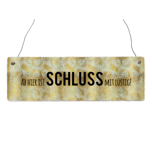 Interluxe Holzschild - Ab hier ist Schluss mit lustig - witziges Türschild für das Büro, Schule, Homeoffice