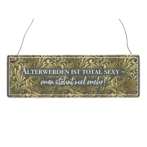 Interluxe Holzschild - Älter werden ist total sexy - witziges Schild, Geschenk Geburtstag, Freunde