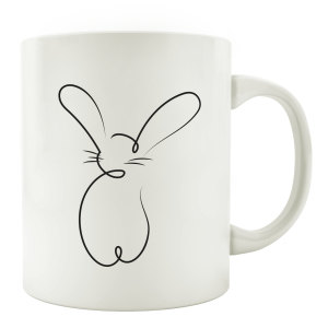 TASSE Kaffeebecher - Bunny - Hase Line Art Geschenk schwarz weiß