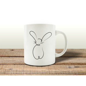 TASSE Kaffeebecher - Bunny - Hase Line Art Geschenk schwarz weiß