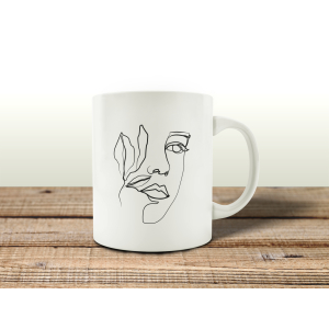TASSE Kaffeebecher - Face - Gesicht Frau Line Art Lieblingstasse Teetasse Geschenk schwarz weiß