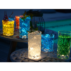 Interluxe LED Untersetzer 4er Set - DIE & DER KLÜGERE KIPPT NACH - vier leuchtende Cocktail Untersetzer für Gläser als Party Bar Zubehör