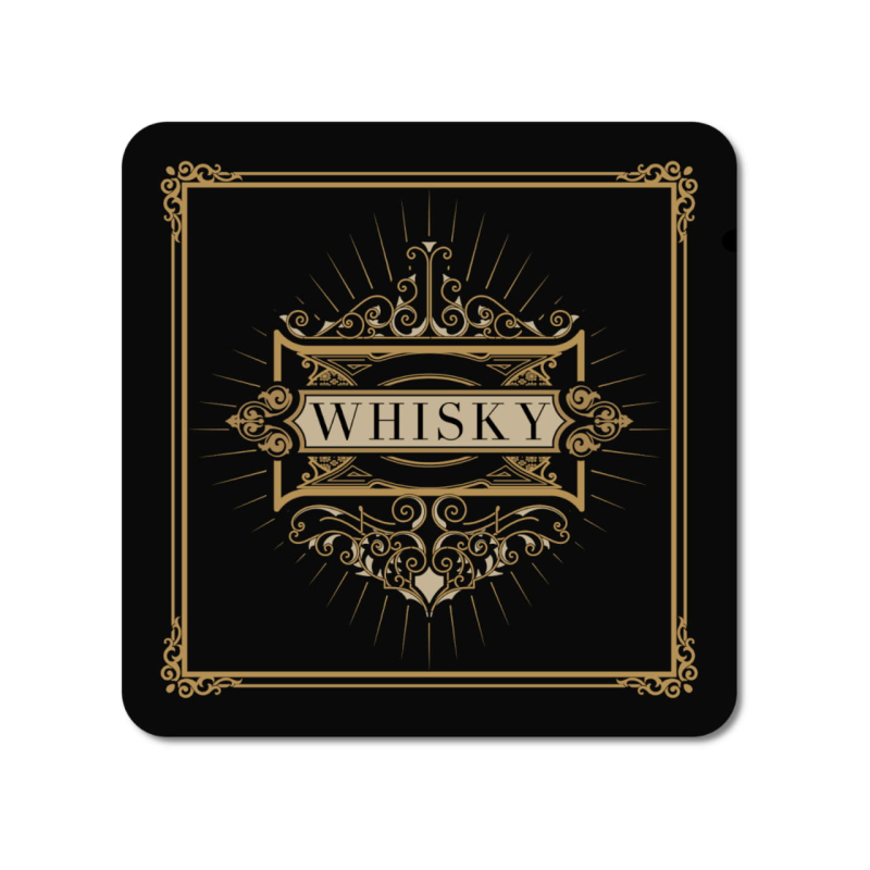 Interluxe LED Untersetzer - Black Whisky A - leuchtender Untersetzer für Whiskygläser als Bardeko oder Geschenk für Whiskytrinker