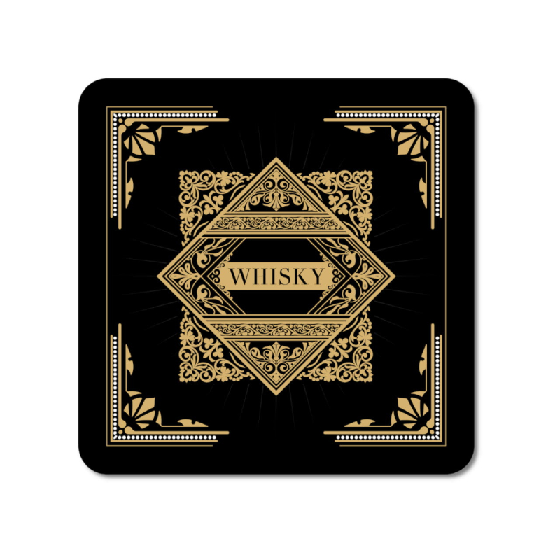Interluxe LED Untersetzer - Black Whisky B - leuchtender Untersetzer für Whiskygläser als Bardeko oder Geschenk für Whiskytrinker