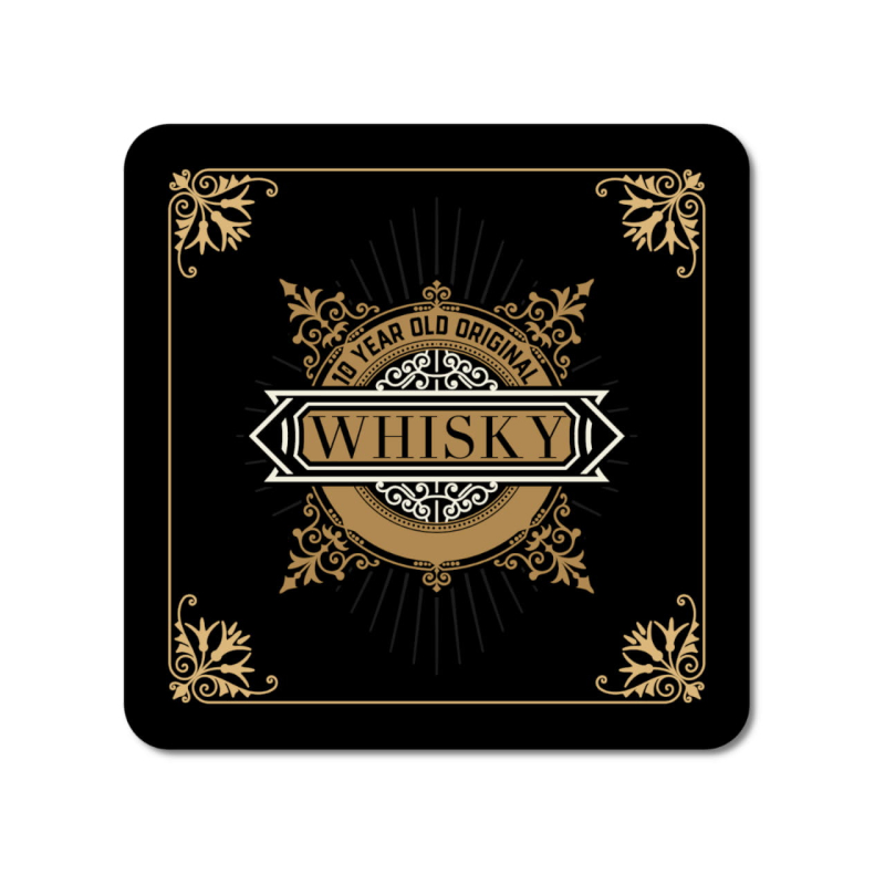 Interluxe LED Untersetzer - Black Whisky D - leuchtender Untersetzer für Whiskygläser als Bardeko oder Geschenk für Whiskytrinker