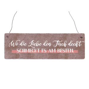 Interluxe Holzschild - Wo die Liebe den Tisch deckt,...