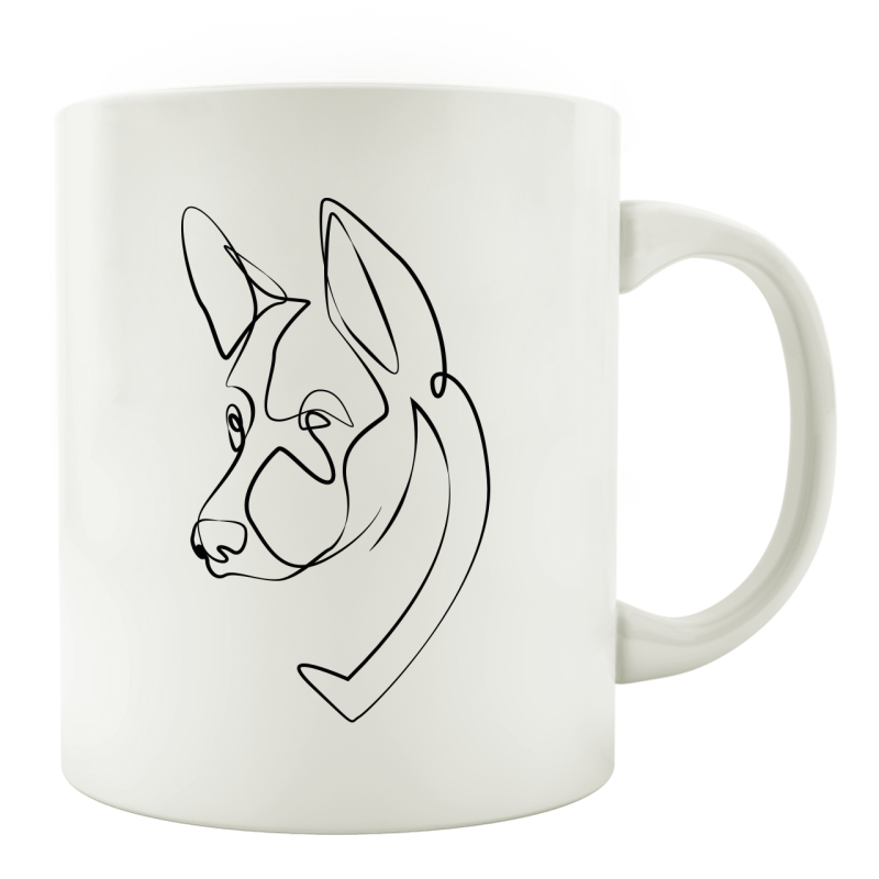 TASSE Kaffeebecher - Hund Line Art C - Hundeliebhaber Geschenk schwarz weiß Haustier