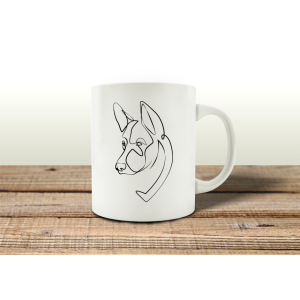 TASSE Kaffeebecher - Hund Line Art C - Hundeliebhaber Geschenk schwarz weiß Haustier