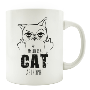 TASSE Kaffeebecher - My life is a CATastrophe - Lieblingstasse, witziges Geschenk für Tierliebhaber, Freunde, Bekannte