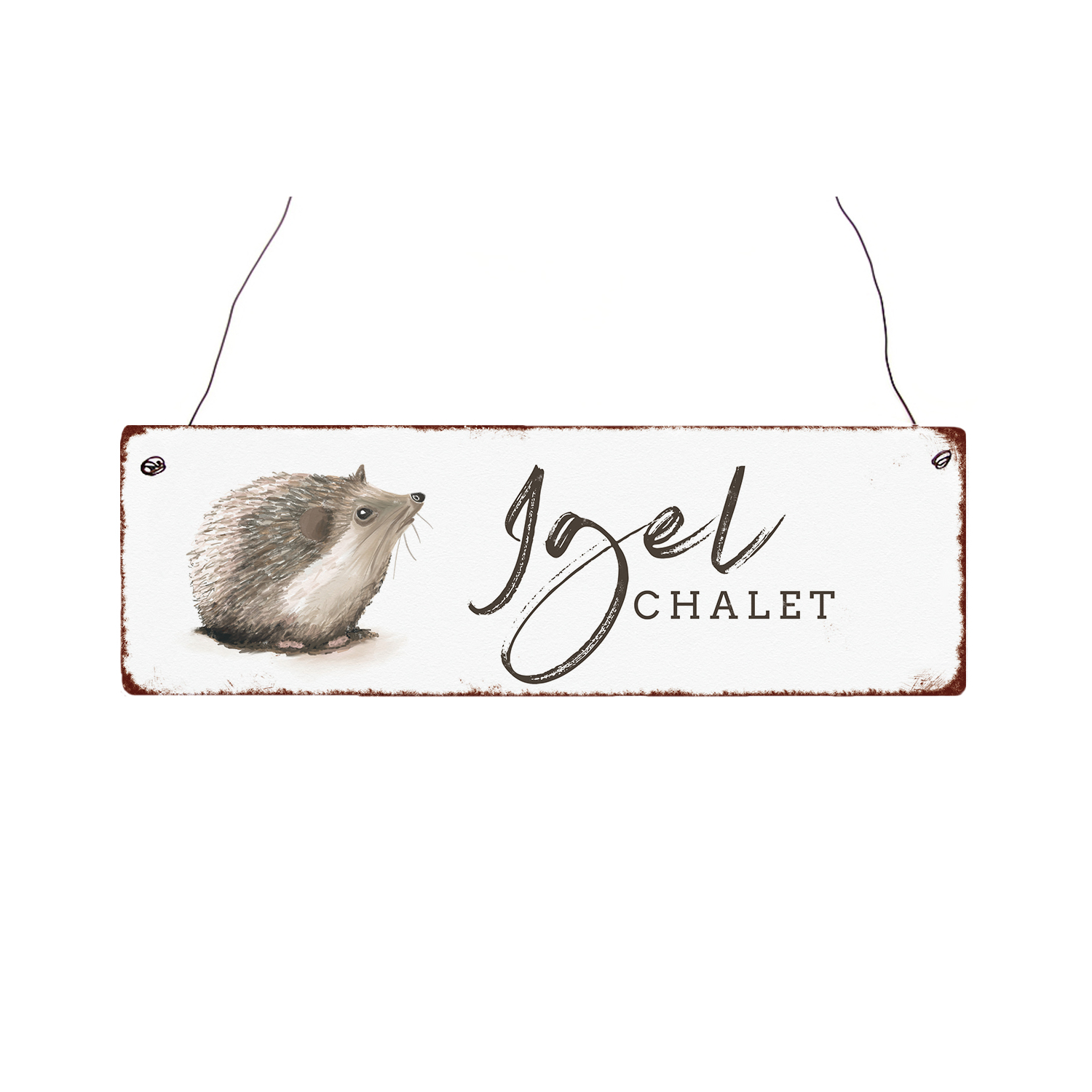 Interluxe Holzschild - Igel Chalet - dekoratives Schild Garten, Geschenk für Tierliebhaber, Freunde, Bekannte