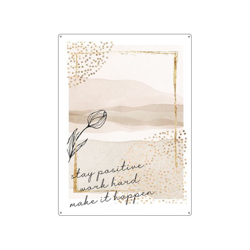 Interluxe Metallschild 300x220mm Wandschild - Stay positive  - Paare, Schönes Geschenk, glücklich