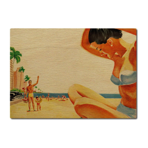 INTERLUXE LUXECARDS Postkarte aus Holz - Vintage Beach - Urlaub, Strand, Meer