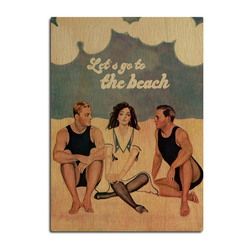 INTERLUXE LUXECARDS Postkarte aus Holz - Let´s go to the Beach  - Urlaub, Strand, Meer