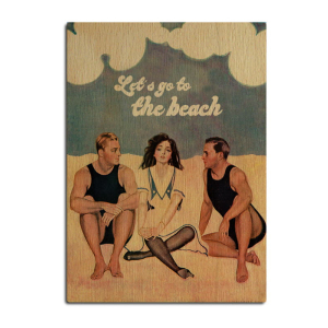 INTERLUXE LUXECARDS Postkarte aus Holz - Let´s go to the Beach  - Urlaub, Strand, Meer