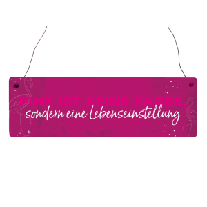 Interluxe Holzschild - Pink ist keine Farbe - Geschenk für Freunde, Bekannte, Witziger Spruch, Pink