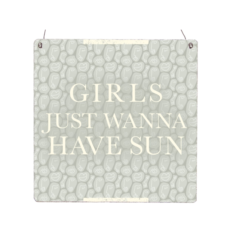Interluxe Holzschild XL - Girls just wanna have sun - Geschenk für beste Freundin, Sommer, Urlaub, Spaß