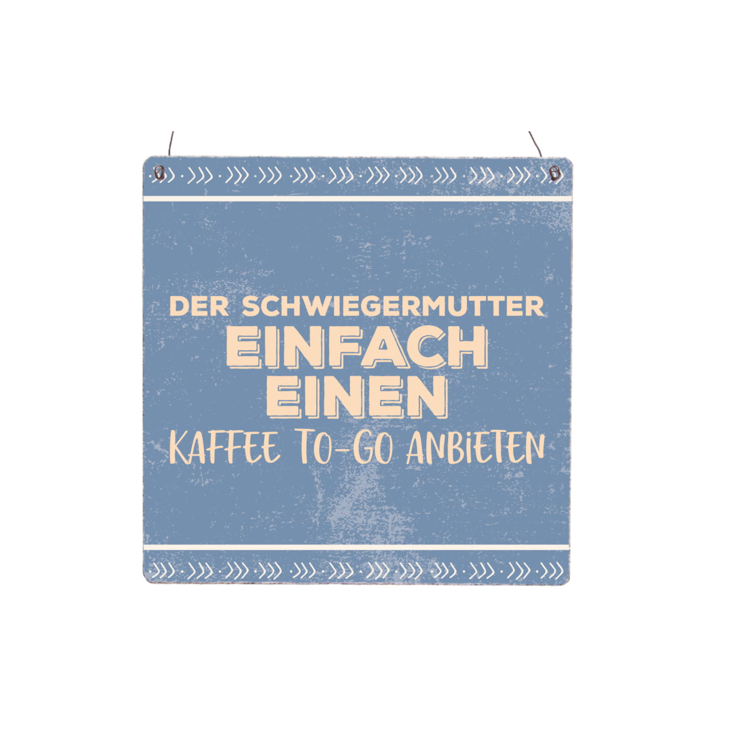 Interluxe Holzschild XL - Der Schwiegermutter einfach einen Kaffee to go anbieten - Geschenk für Familie, Eltern, lustiger Spruch