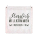Interluxe Holzschild XL - Herzlich Wilkommen im falschen Film - Geschenk für Familie, Freunde, Bekannte, Realität, lustiger Spruch
