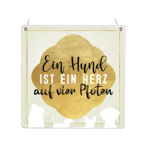 Interluxe Holzschild XL - Ein Hund ist ein Herz auf vier Pfoten NEU21 - Geschenk für Freunde, Familie, Bekannte, Hundeliebhaber, Tierliebhaber