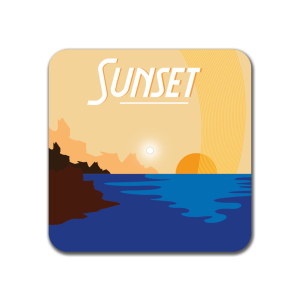 Interluxe LED Untersetzer - Sunset Minimalist - leuchtender Untersetzer für Gläser als Partydeko, Sonnenuntergang, Sommer, Urlaubsfeeling, Geschenkidee