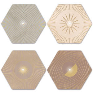 Interluxe LED Untersetzer HEXAGON 4er Set - Gold Geometry...