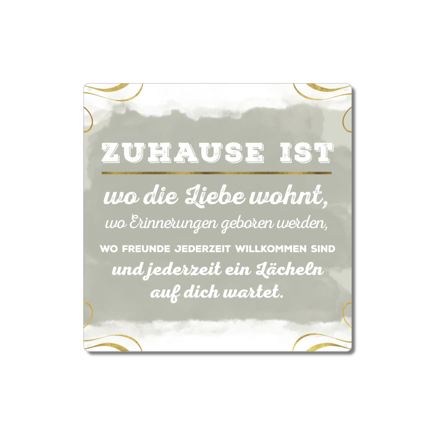Interluxe Metallschild 20x20cm - Zuhause ist wo die Liebe wohnt - Freunde, Zuhause, Wohlfühlen