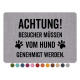 Interluxe Fußmatte 40x60 cm  - Achtung Besucher Hund - rutschfeste Fussmatte als Geschenk für Tierfreunde, Pfoten