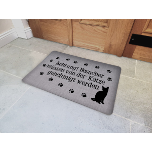 Interluxe Fußmatte 40x60 cm  - Achtung Besucher müssen von der Katze - rutschfeste Fussmatte als Geschenk für Tierfreunde, Pfoten, Cats