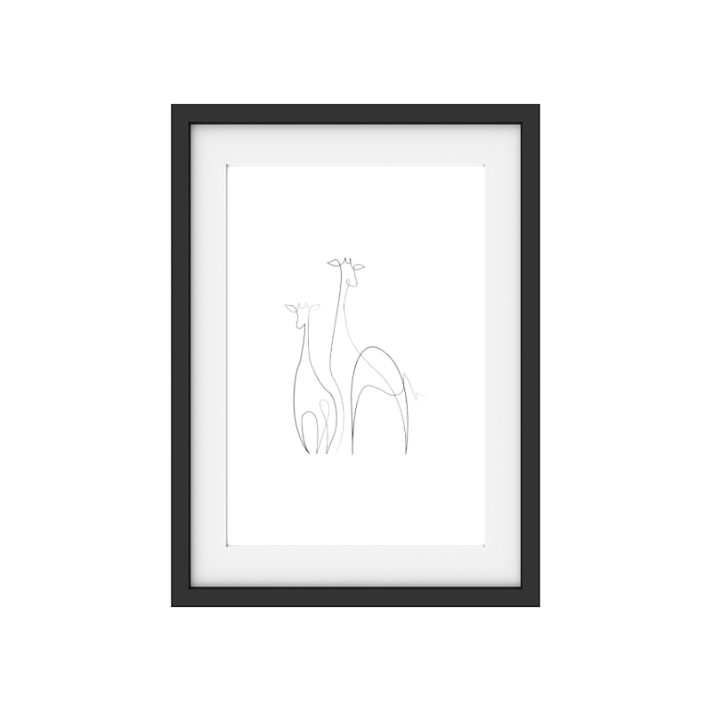 Interluxe Kunstdruck - Lineart Giraffen - Sahara Afrika Wanddeko