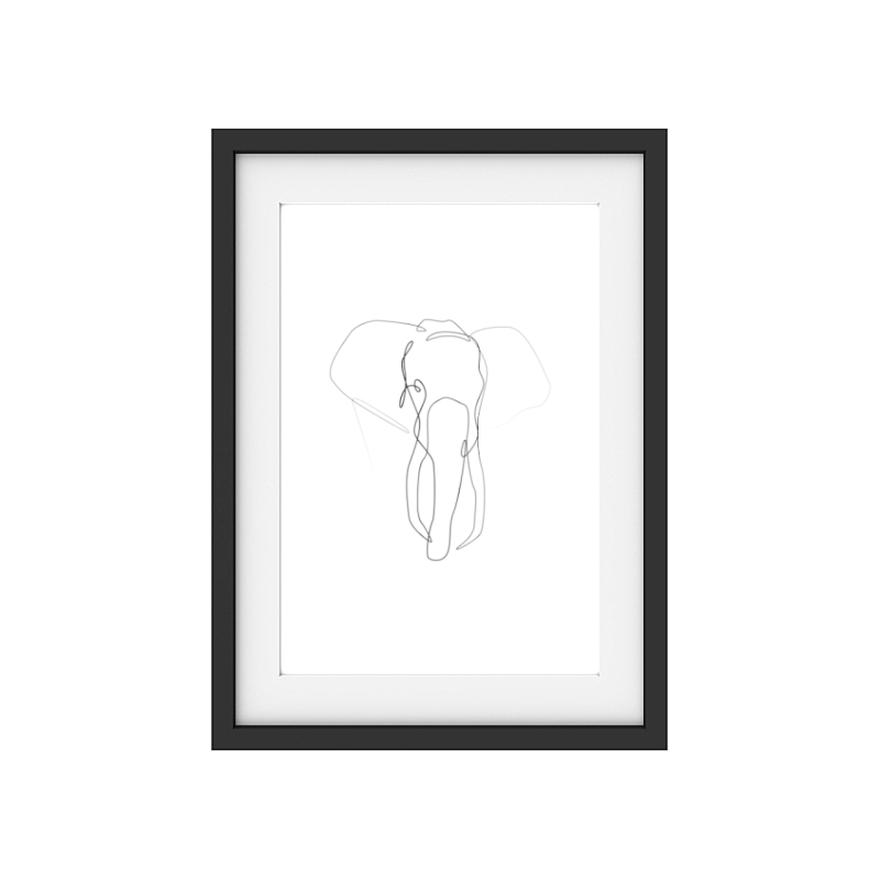 Interluxe Kunstdruck - Lineart Elephant - Elefant Jungle Afrika Wanddeko