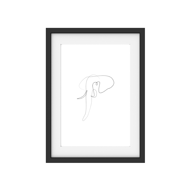 Interluxe Kunstdruck - Lineart Elefantenkopf - Elefant Jungle Afrika Wanddeko