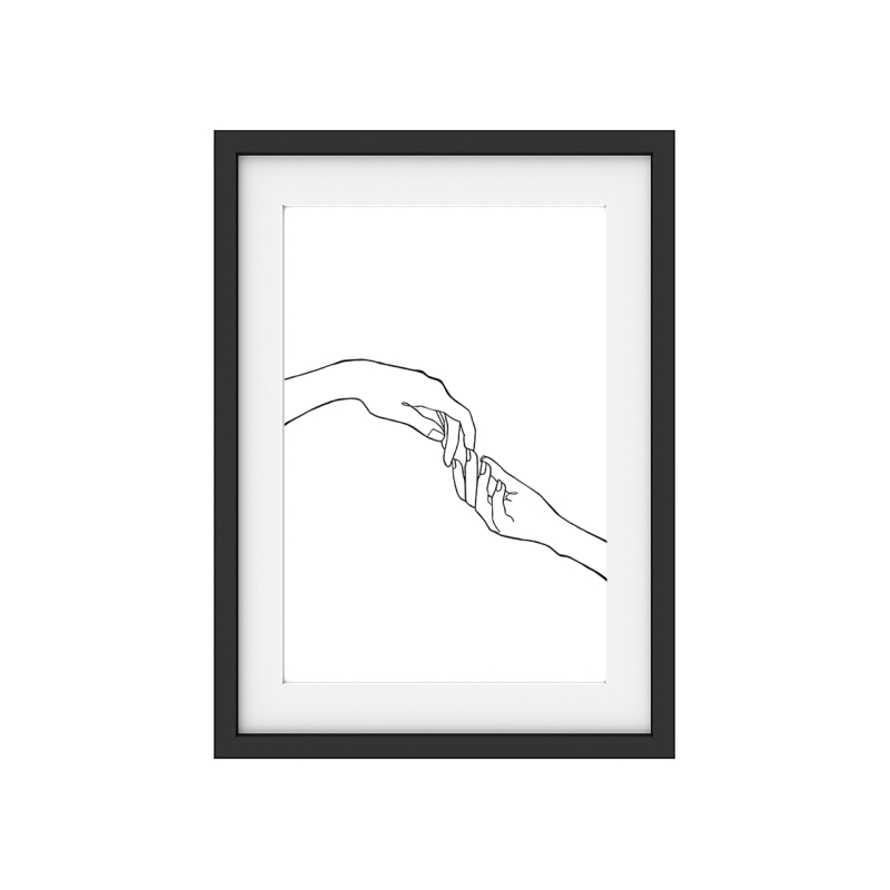 Interluxe Kunstdruck - Lineart Hände schwarz weiß - Minimalismus modern Wanddeko