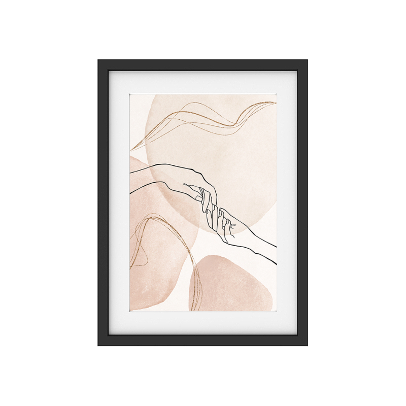 Interluxe Kunstdruck - Lineart Hände Rose - Modern Abstrakt Wohnzimmerdeko