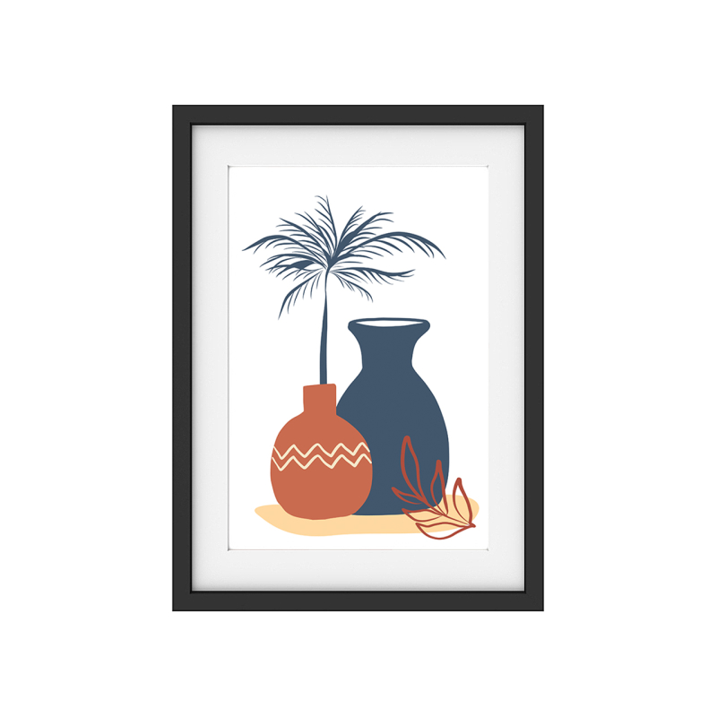 Interluxe Kunstdruck - Abstract Vase - Palme Wanddekoration mediterane